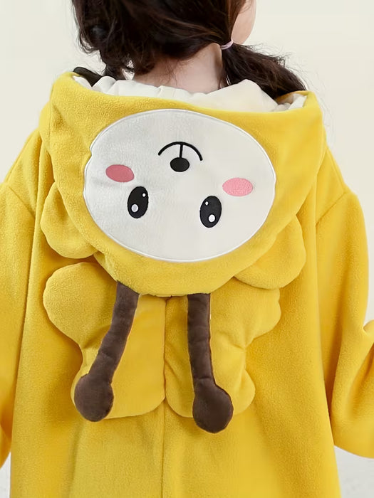 SHEIN disfraz de abeja de peluche amarillo con capucha para niños