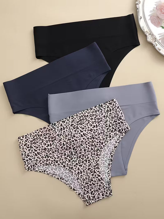 Conjunto de 5pcs de bragas sin costuras estampado de leopardo para mujer