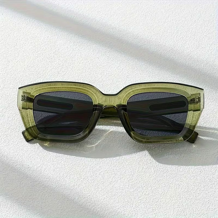 Gafas únicas para mujer, diseño 3D inusual en verde oliva