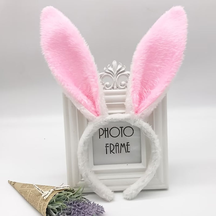 1pc Diadema de Orejas de Conejo de Peluche con Orejas Suaves y Esponjosas
