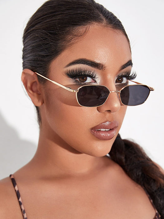 1 par de gafas de sol con montura metálica y lentes tintadas, accesorios de viaje