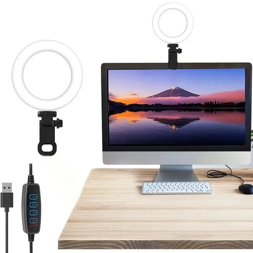 1pc Anillo de luz LED, 3 modos de color, 10 niveles de brillo, alimentado por USB, para cámara - Quierox - Tienda Online