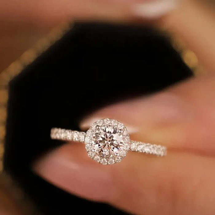 1pc Anillo Redondo de Lujo de Moissanita - Quierox - Tienda Online