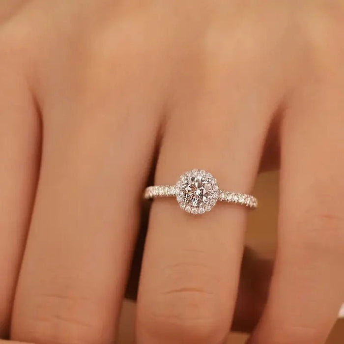 1pc Anillo Redondo de Lujo de Moissanita - Quierox - Tienda Online