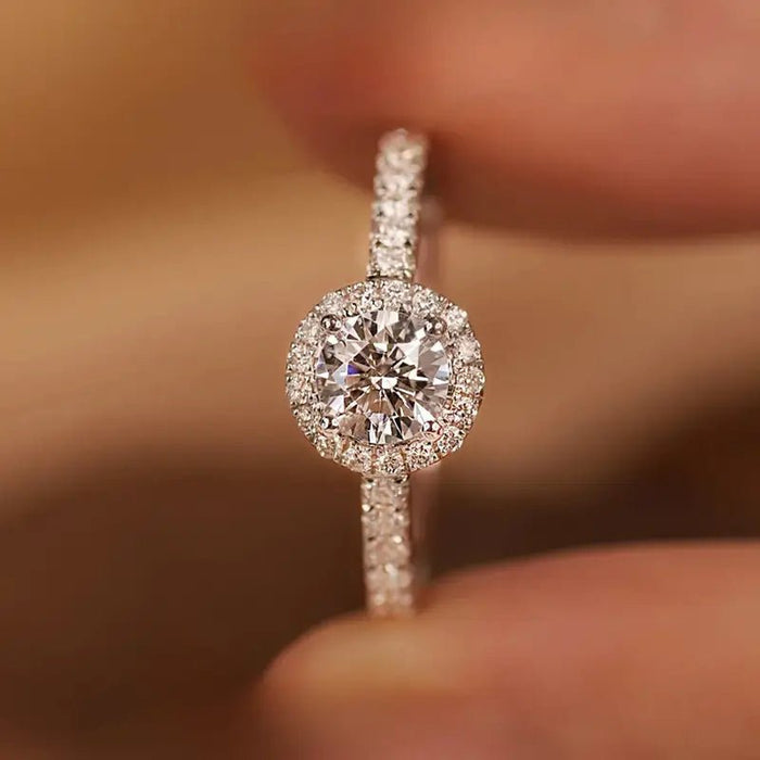 1pc Anillo Redondo de Lujo de Moissanita - Quierox - Tienda Online