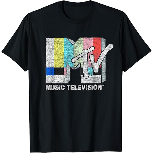 1pc Camiseta de verano casual con cuello redondo con logotipo de MTV para hombre - Quierox - Tienda Online