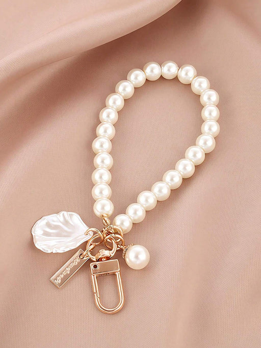 1pc Llavero con decorada de perlas artificiales y de concha vintage - Quierox - Tienda Online