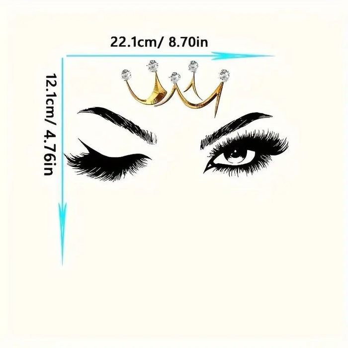 1pc Pegatinas de Transferencia Térmica para Pestañas - Diseño Corona Real y Pestañas - Quierox - Tienda Online