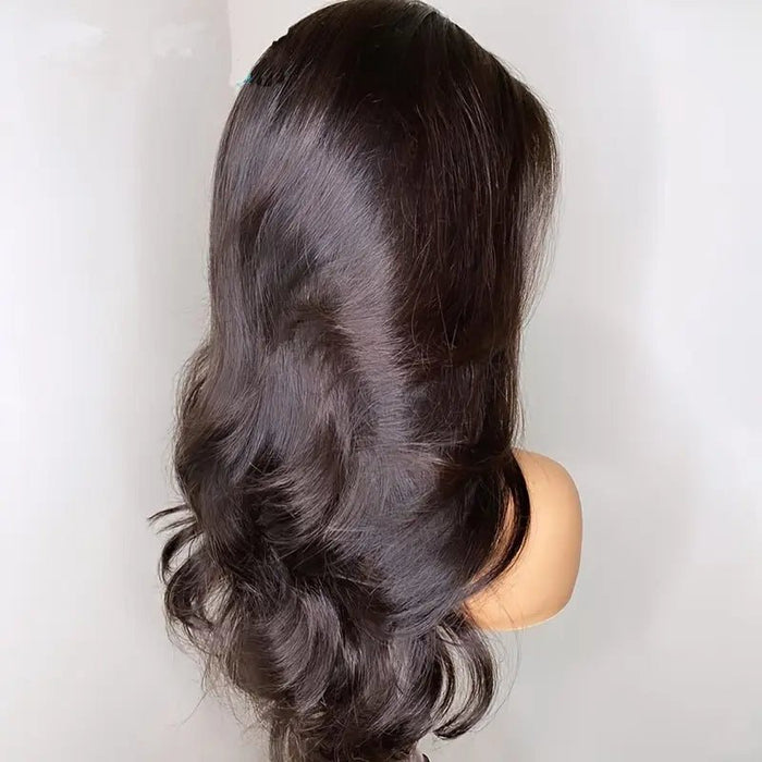 1pc Peluca Negra Elegante Larga Yaki de Onda Rizada Densidad del 180% - Quierox - Tienda Online