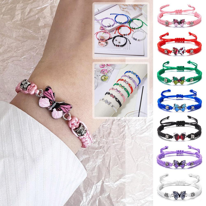 1pc Pulsera Trenzada De Mariposa Colorida Elegante Joyería De Amistad De Mano - Quierox - Tienda Online