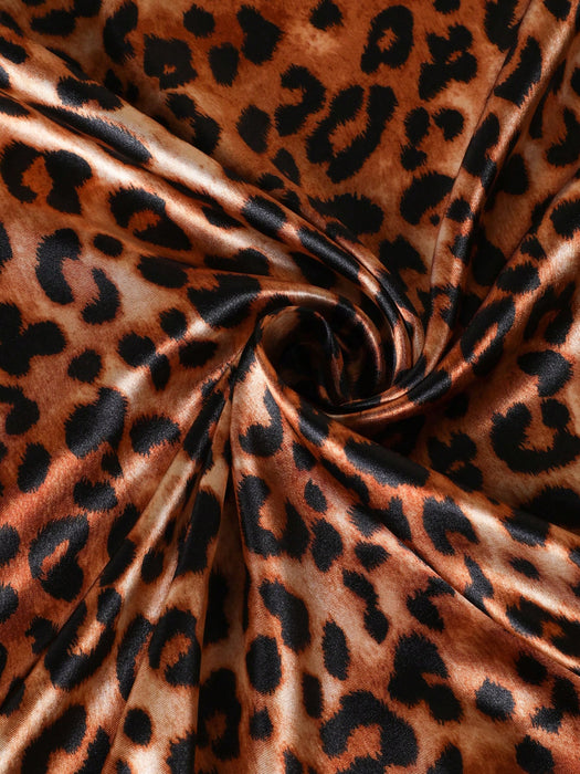 1 pañuelo cuadrado de satén para mujer de 90 cm, elegante y moderno estampado de leopardo