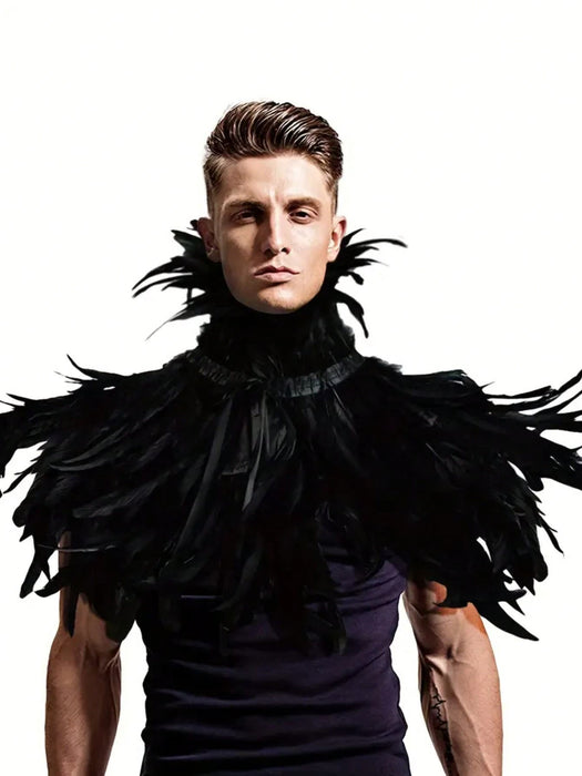 SHEIN1 chal/bufanda Black Angel con plumas sintéticas, capa/chal/cuello