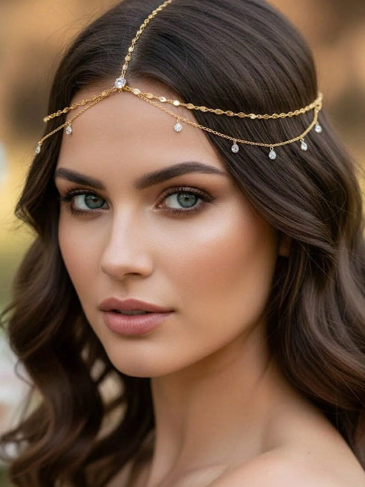 Shein 1 unidad de cadena para el cabello con diamantes de imitación en forma de gota de agua estilo bohemio