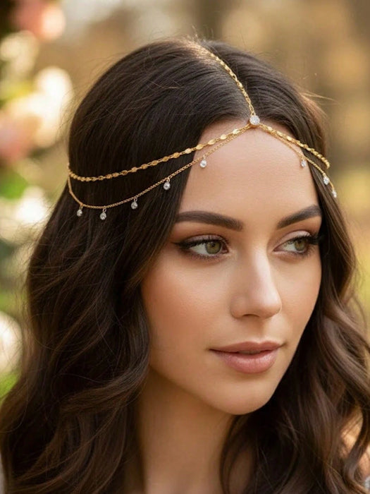 Shein 1 unidad de cadena para el cabello con diamantes de imitación en forma de gota de agua estilo bohemio