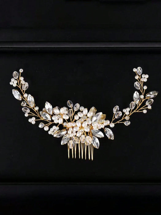 SHEIN 1 pieza Peineta elegante de cristal con cuentas para novia