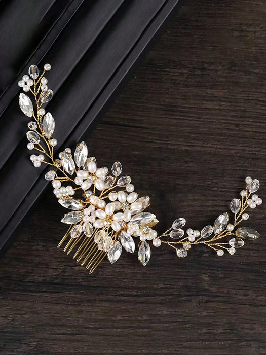 SHEIN 1 pieza Peineta elegante de cristal con cuentas para novia