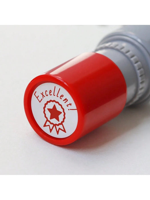 SHEIN 1 sello "Excelente " - Sello divertido para la escuela y la oficina, sello de calificaciones (tinta roja)