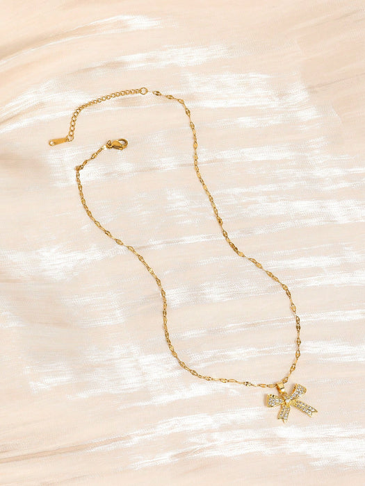 SHEIN 1 unidad de collar con colgante de circonita cúbica, lazo brillante y dulce