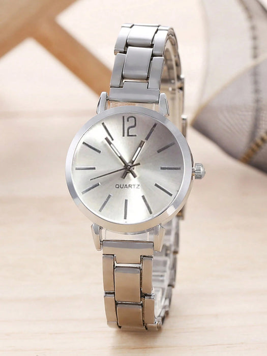 SHEIN Conjunto de joyería para mujer: 1 reloj digital pequeño con correa de acero y 1 pulsera