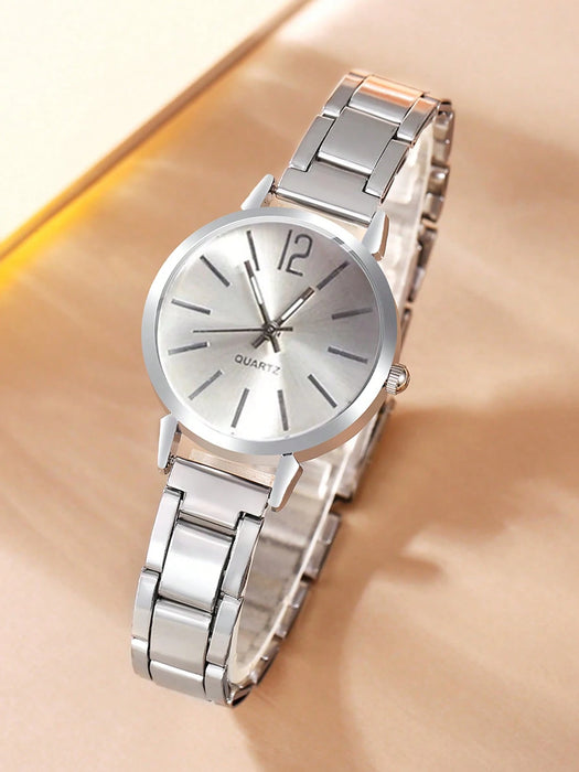 SHEIN Conjunto de joyería para mujer: 1 reloj digital pequeño con correa de acero y 1 pulsera