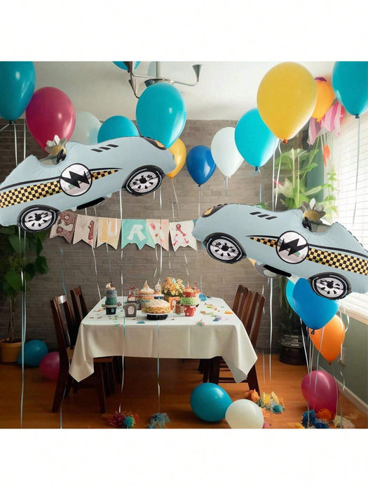 SHEIN 1 globo grande de nailon con forma de coche de carreras 3D, globo de decoración