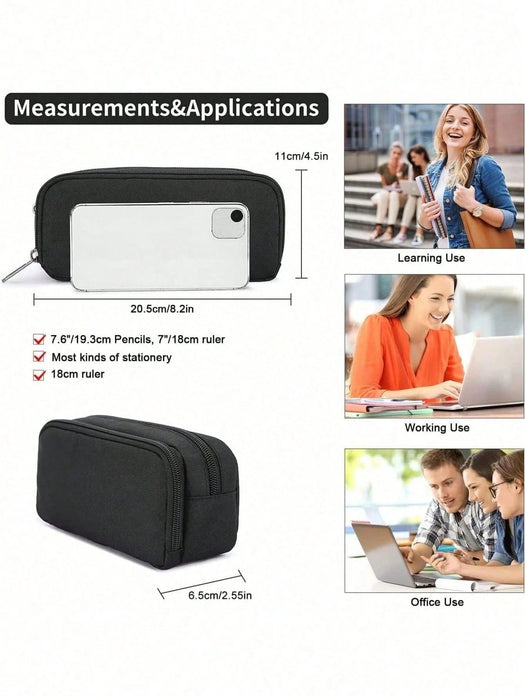 SHEIN Estuche para lápices de gran capacidad, organizador multifuncional simple y resistente para adultos