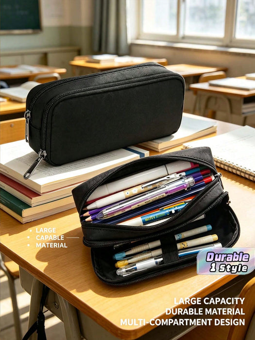 SHEIN Estuche para lápices de gran capacidad, organizador multifuncional simple y resistente para adultos
