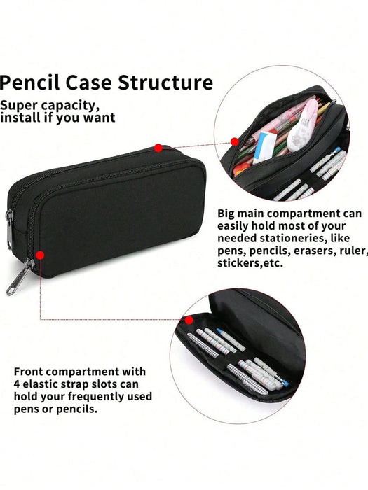 SHEIN Estuche para lápices de gran capacidad, organizador multifuncional simple y resistente para adultos
