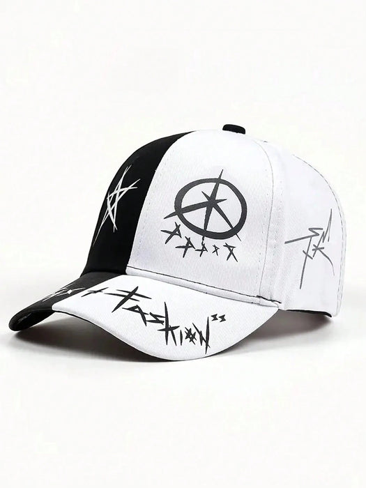 1 gorra de béisbol para hombre con estampado de letras y grafiti geométrico, ajustable