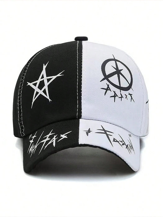 1 gorra de béisbol para hombre con estampado de letras y grafiti geométrico, ajustable