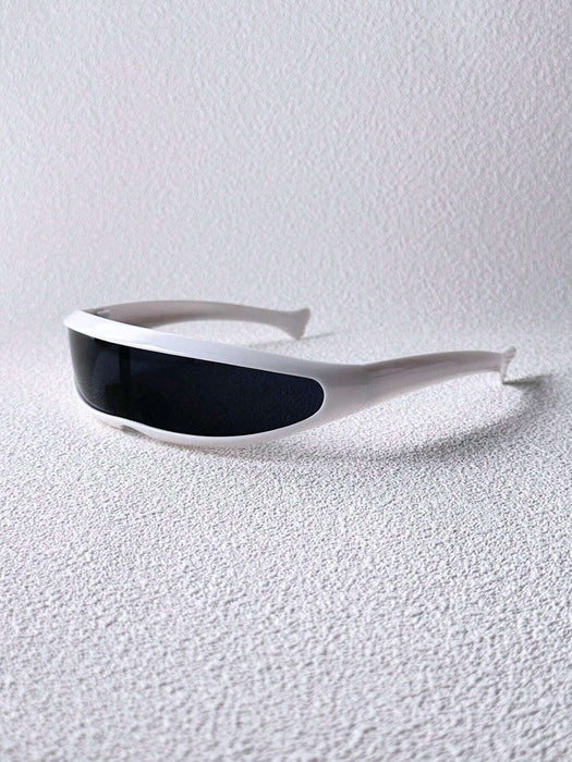 SHEIN Gafas de sol futuristas de una pieza con forma de pez y efecto espejo