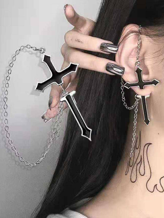 1 pieza de pendientes de cruz estilo punk para mujer, ideales para fiestas.