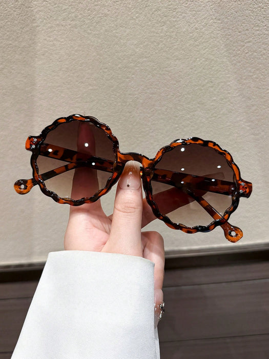 1 par de gafas de moda con montura floral redonda retro ideales para fiestas en la playa