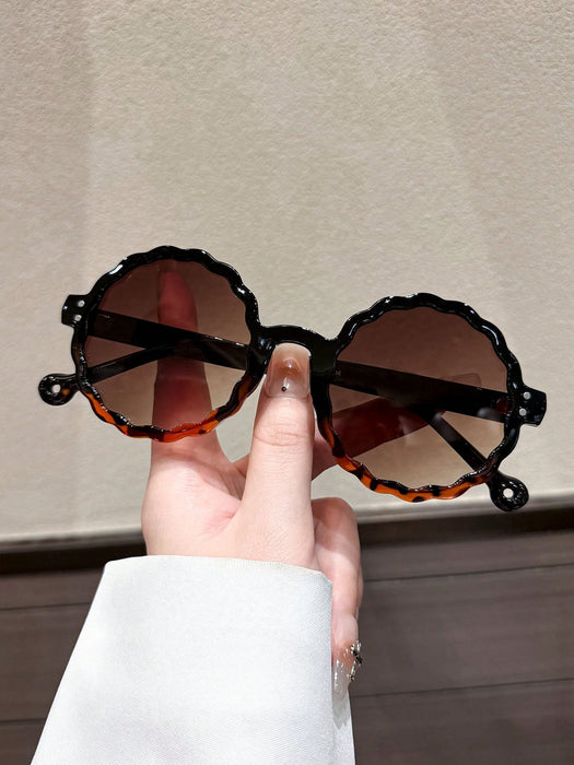 1 par de gafas de moda con montura floral redonda retro ideales para fiestas en la playa