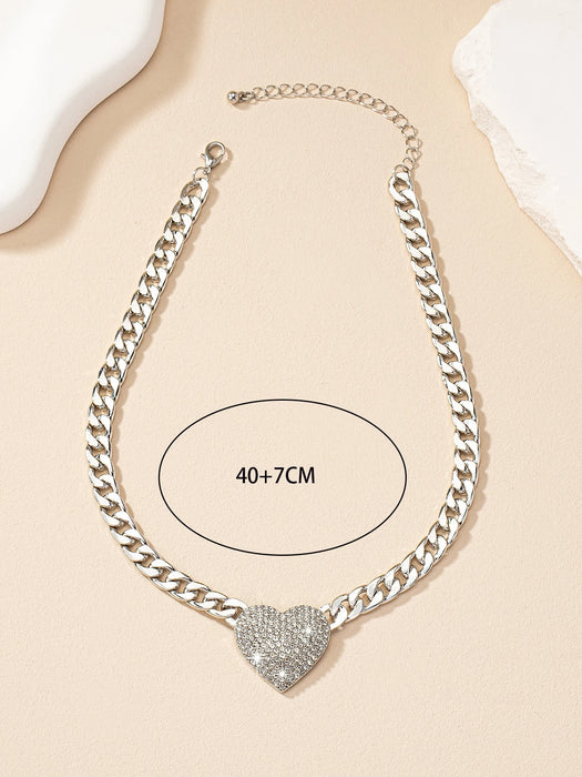 SHEIN 1 collar grueso con diseño de corazón con incrustaciones de diamantes de imitación