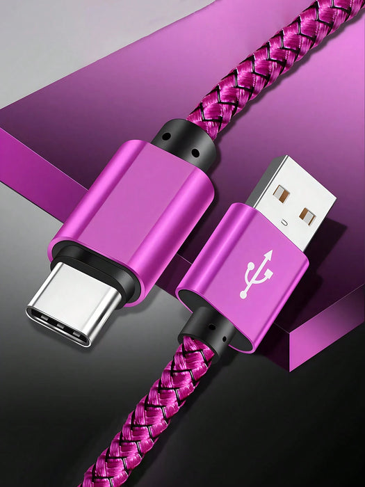 Cable de carga rápida USB-C trenzado de nailon, compatible con Samsung Galaxy