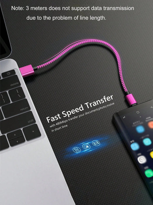 Cable de carga rápida USB-C trenzado de nailon, compatible con Samsung Galaxy