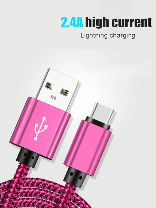 Cable de carga rápida USB-C trenzado de nailon, compatible con Samsung Galaxy
