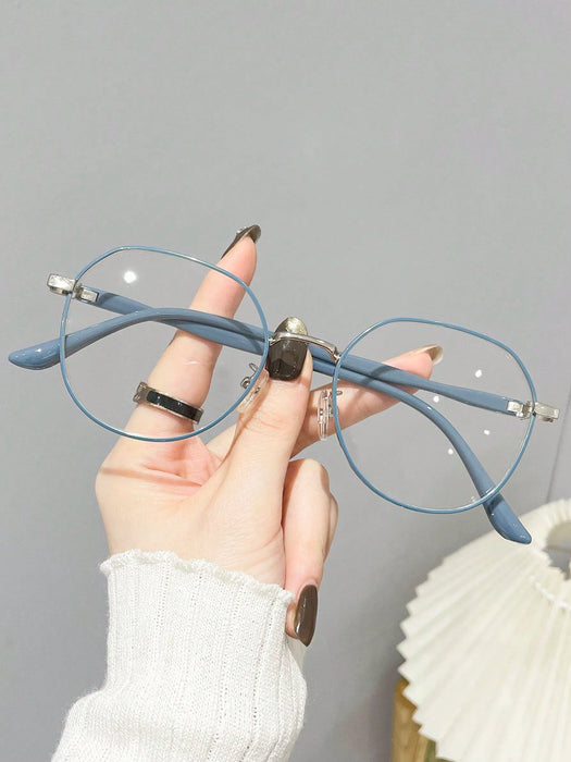 1 par de gafas redondas para mujer con lentes transparentes, antifatiga visual.