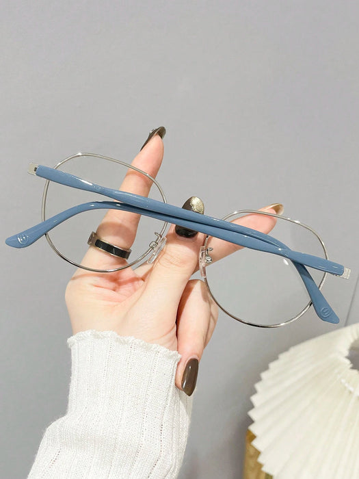 1 par de gafas redondas para mujer con lentes transparentes, antifatiga visual.