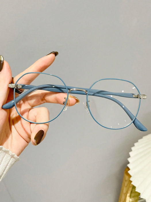 1 par de gafas redondas para mujer con lentes transparentes, antifatiga visual.