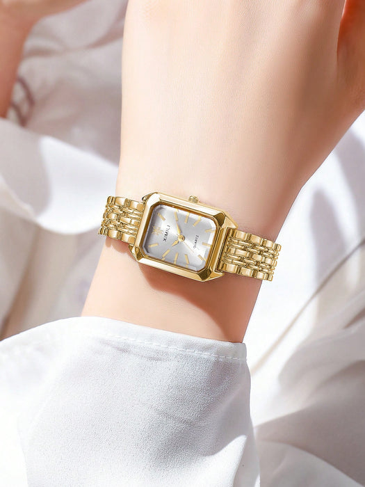 SHEIN 1 reloj de pulsera de cuarzo clásico de lujo para mujer con correa de acero inoxidable