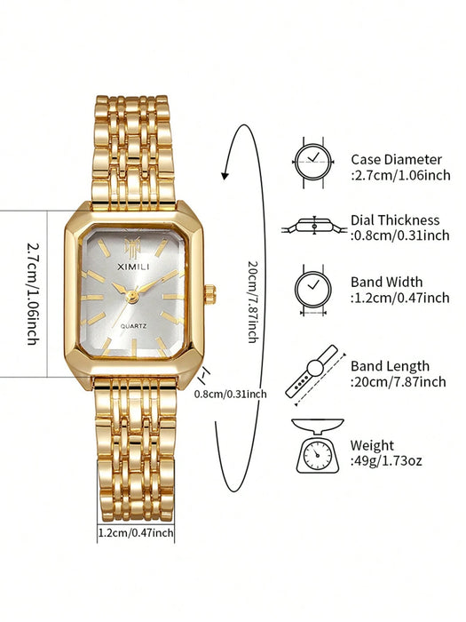 SHEIN 1 reloj de pulsera de cuarzo clásico de lujo para mujer con correa de acero inoxidable