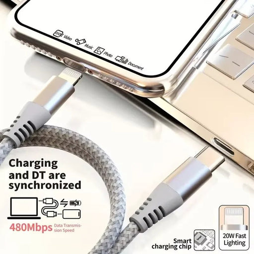 1pcs Cable rápido certificado MFi Cable trenzado de nailon USB C a Lightning - Quierox - Tienda Online