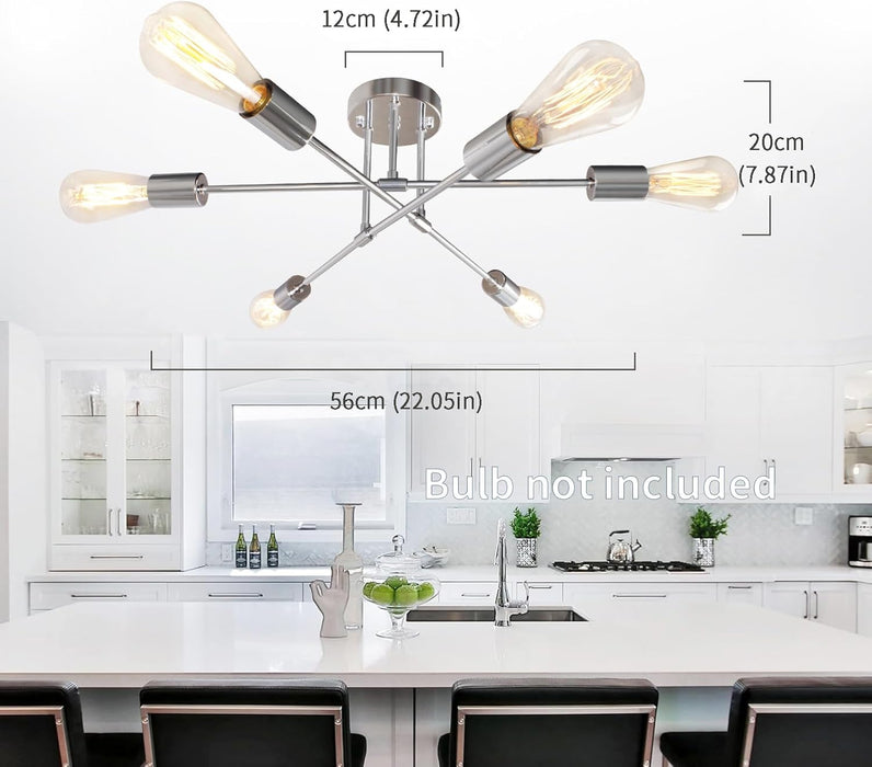 1pcs Candelabro de rama con 6 lámparas y casquillo de bombilla, Diseño creativo moderno - Quierox - Tienda Online