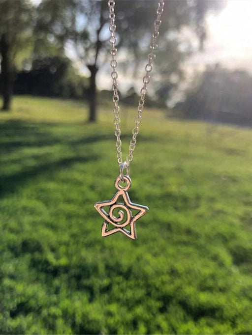 1pcs Collar Colgante De Espiral Plateado, Con Estrella, Adecuado Para Mujeres - Quierox - Tienda Online