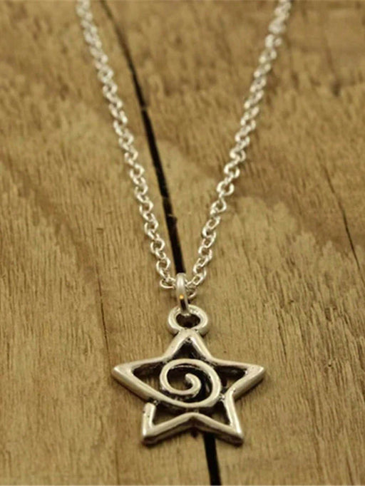 1pcs Collar Colgante De Espiral Plateado, Con Estrella, Adecuado Para Mujeres - Quierox - Tienda Online