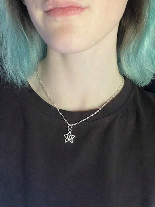 1pcs Collar Colgante De Espiral Plateado, Con Estrella, Adecuado Para Mujeres - Quierox - Tienda Online