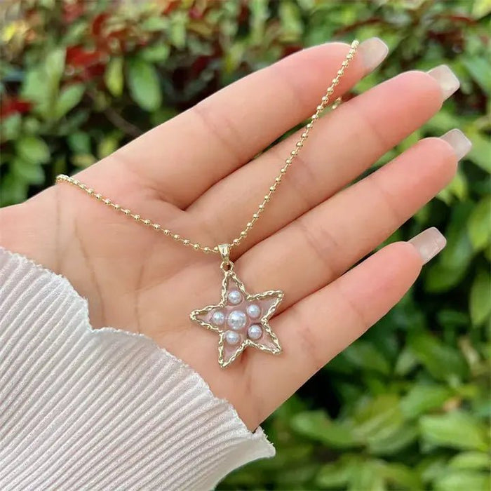 1pcs Collar de cuentas con colgante de estrella con perlas - Quierox - Tienda Online