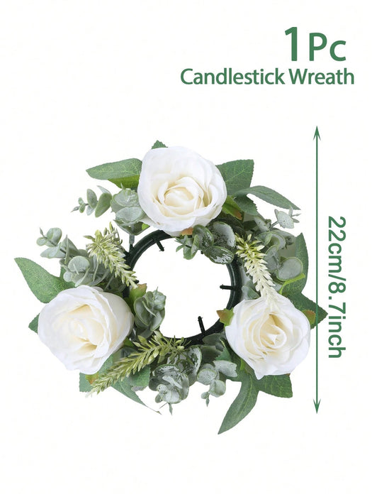 1pcs Corona de flores artificiales para vela, adecuada para decoración - Quierox - Tienda Online